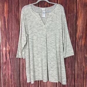 Soma Soft Jersey Split Neck Tunic Heather Marble Womens Size XL